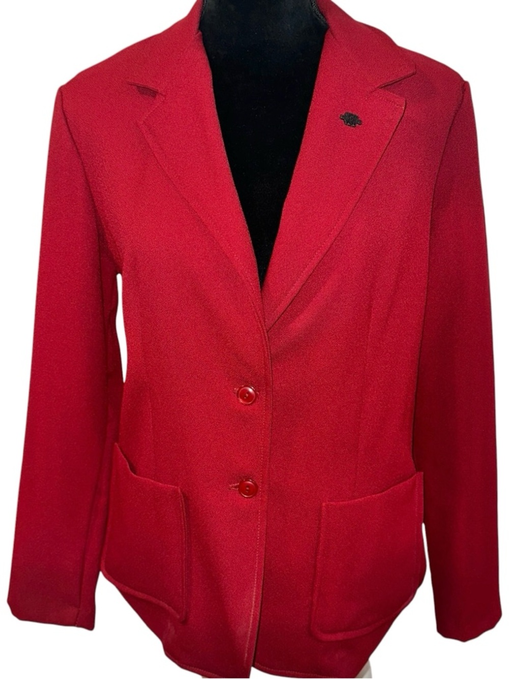Vtg Women’s Red Two-Button Polyester Blazer Jacket Size 14 Unbranded